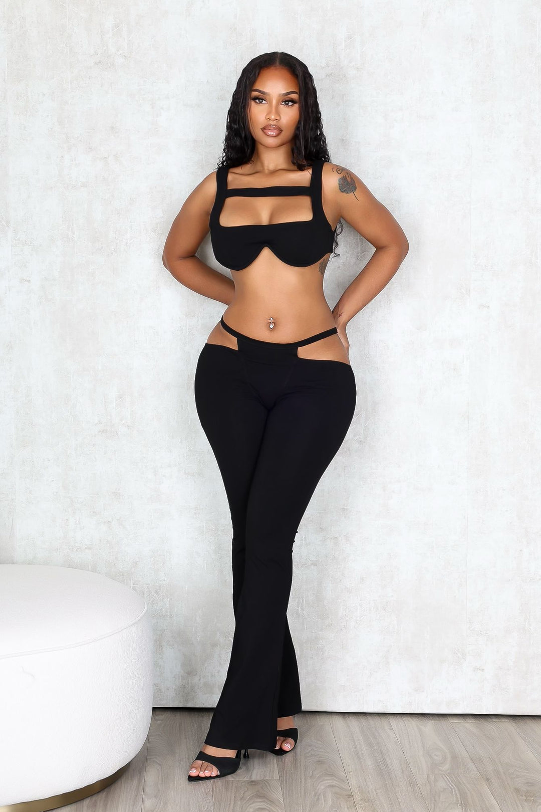 Armored Strappy Crop Top &amp; Pants SET