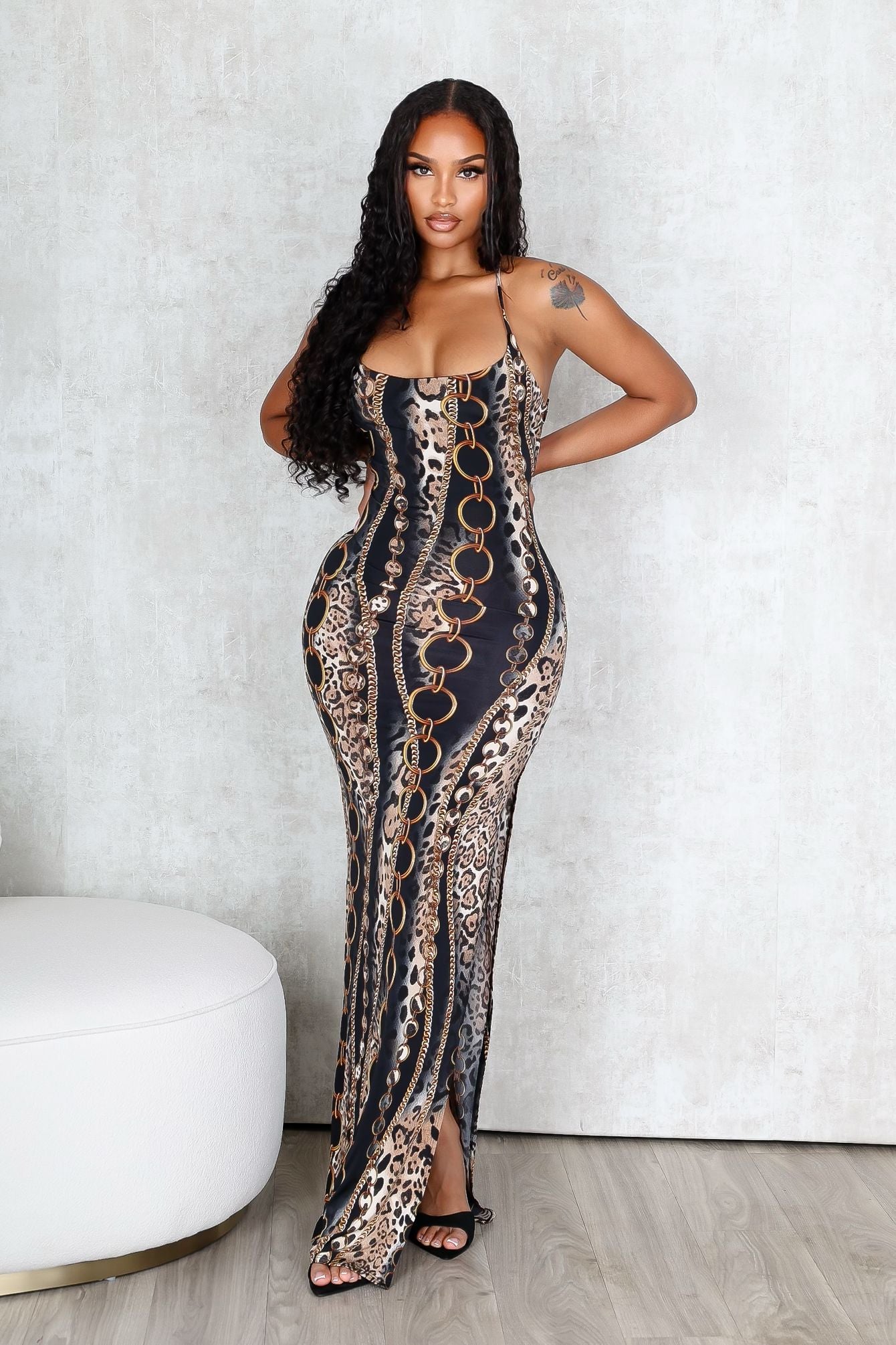 Baroque Blaze Printed Backless Maxi Dress Baroque Blaze Printed Backless Maxi Dress