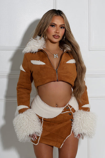 ジャケット・アウター Nicole fur belt jacket & skirt (M) beige Nicole fur belt jacket & skirt (M) beige Nicole Linen Blend Skirt