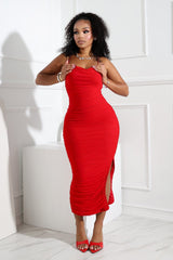 Alyssa Mesh Ruched Midi Dress