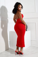 Alyssa Mesh Ruched Midi Dress