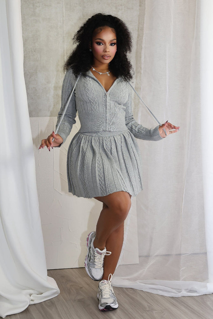 Ella Cable Knit Hoodie &amp; Skort SET