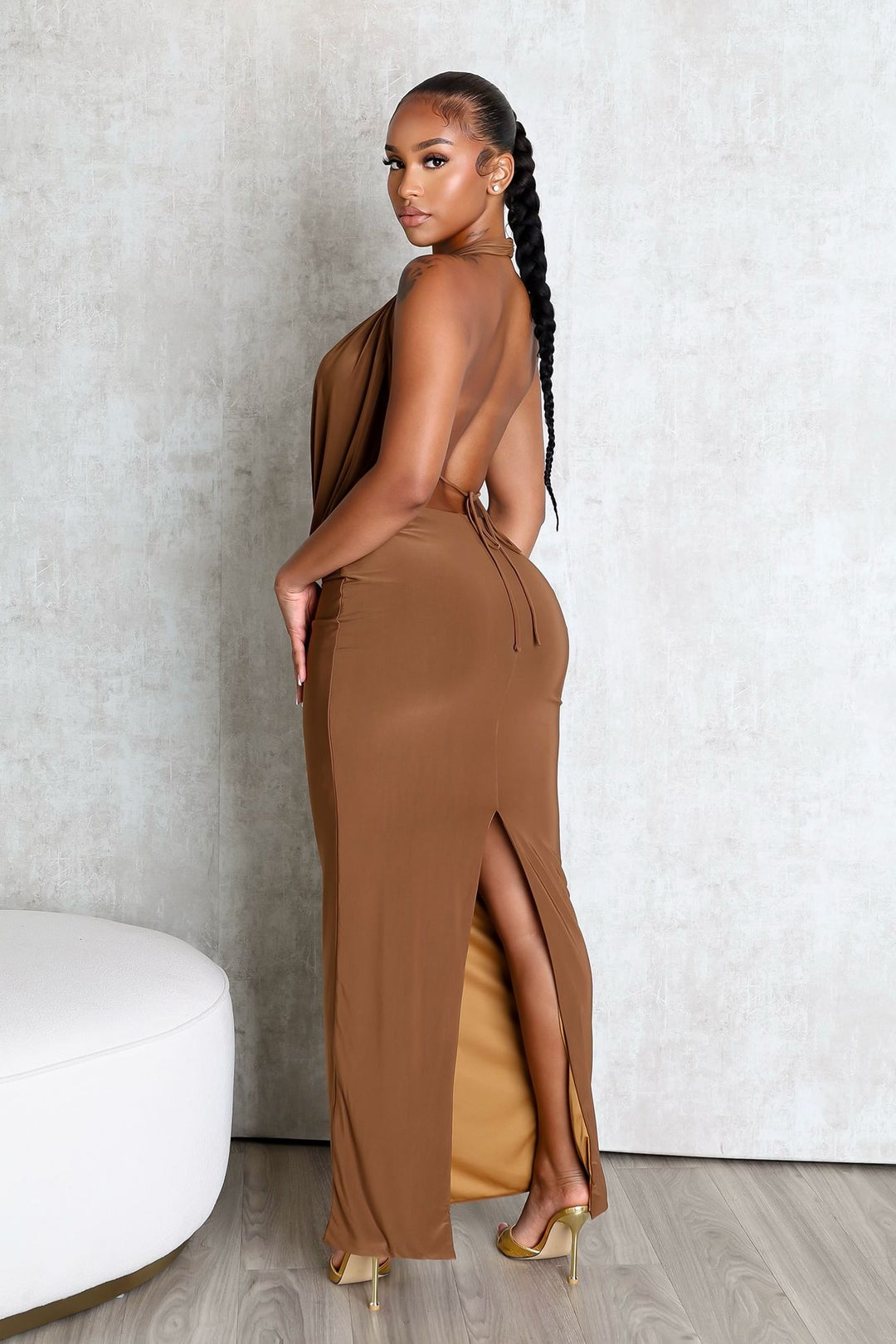 Ballroom Deep Cowl Maxi Dress
