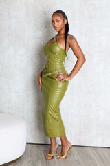 Seoul PU Buckle Maxi Dress
