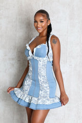 Lace Ember Denim Mini Dress