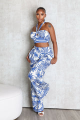 Clementine Tropical Print Halter Top &amp; Pants SET