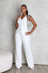 Teresita Button Up Vest Top &amp; Pants SET