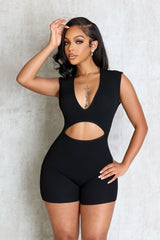 Clara Knit Deep V Neck Ribbed Romper