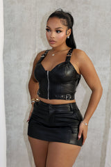 Dani Faux Leather Buckle Bustier
