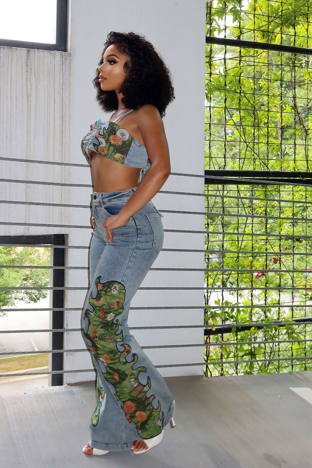 Cactus Blossom Denim Top &amp; Pants SET