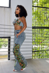 Cactus Blossom Denim Top &amp; Pants SET
