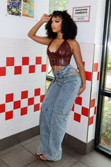 Hayden Washed Denim Cut Out With Belt Jeans