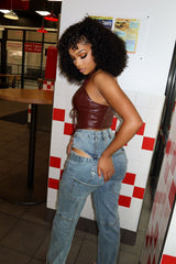 Hayden Washed Denim Cut Out With Belt Jeans