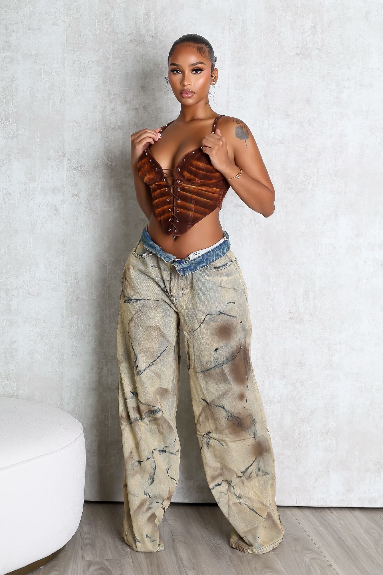 St. George Faux Suede Corset Top – EDGE