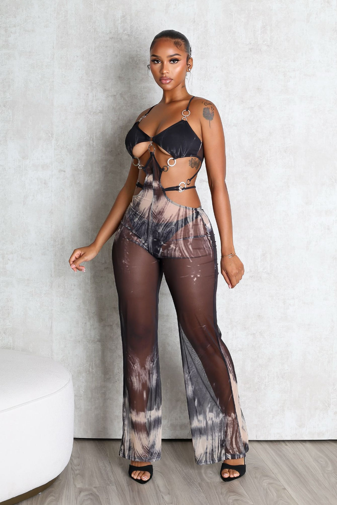 Sheer Link O Ring Jumpsuit