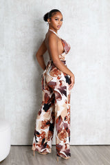 Crimson Leaf Halter Jumpsuit