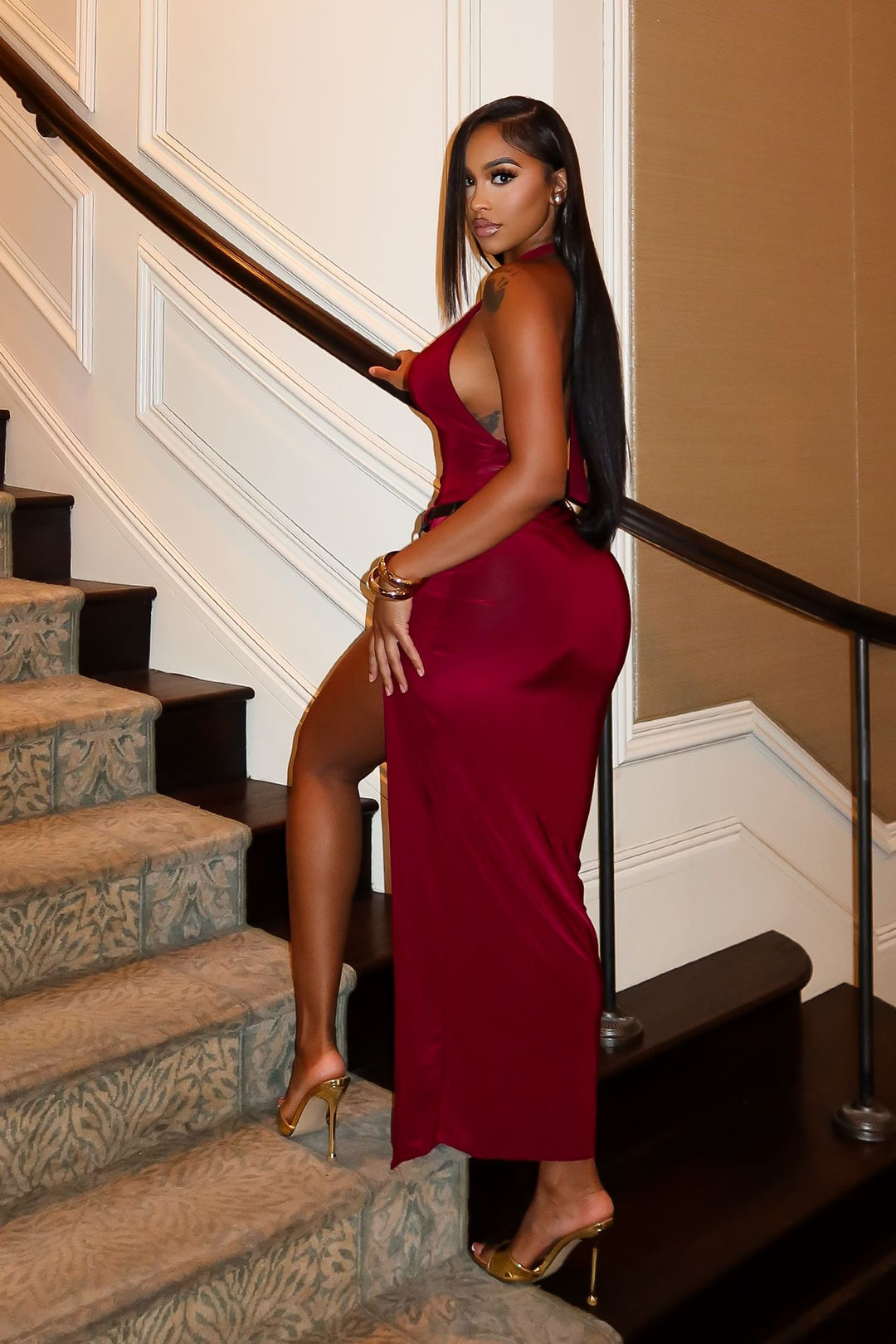 Nuit Allure Halter Maxi Dress