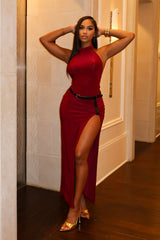 Nuit Allure Halter Maxi Dress
