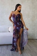 Izmir Mesh Print Maxi Dress