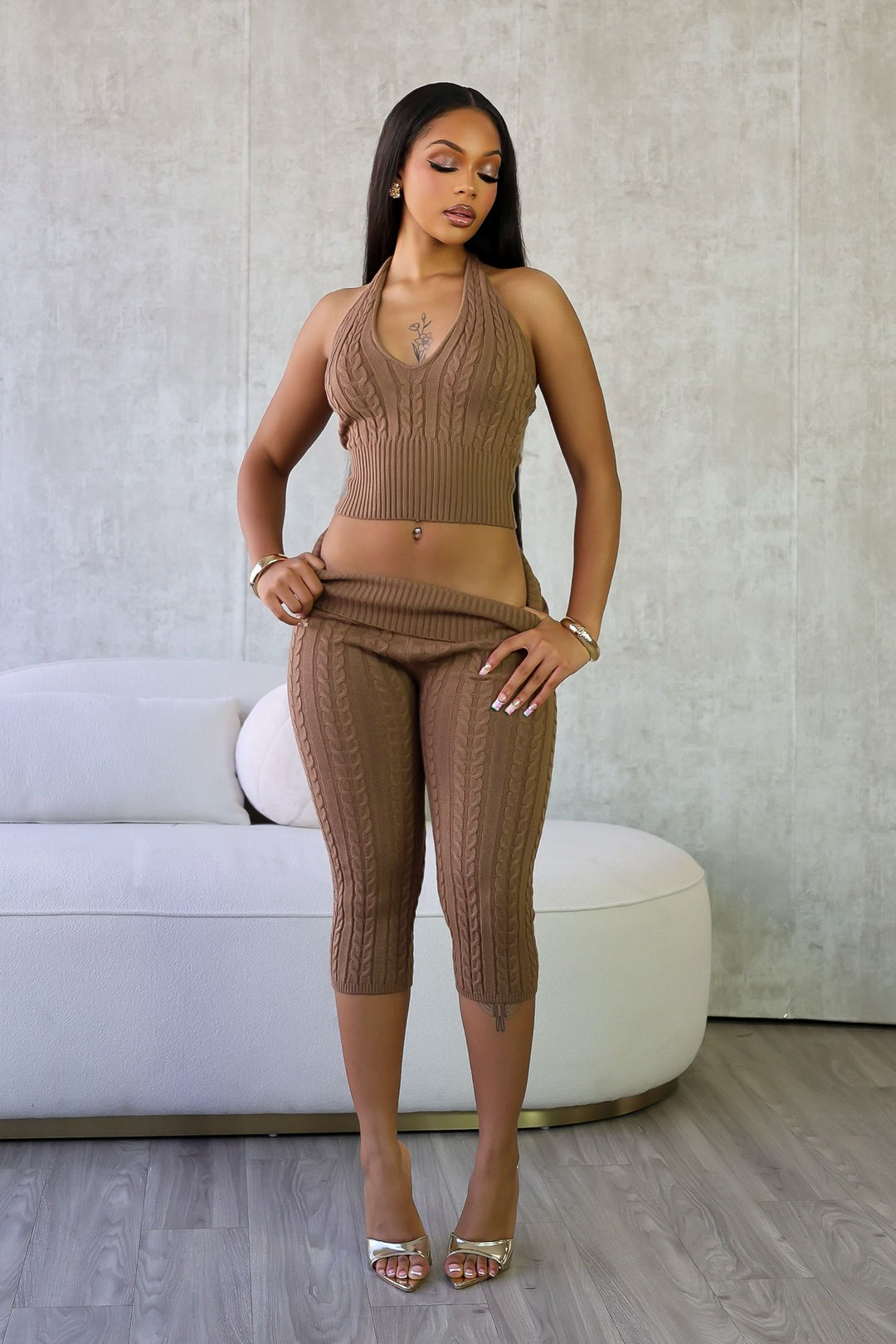 Calm Touch Knit Top &amp; Capri SET