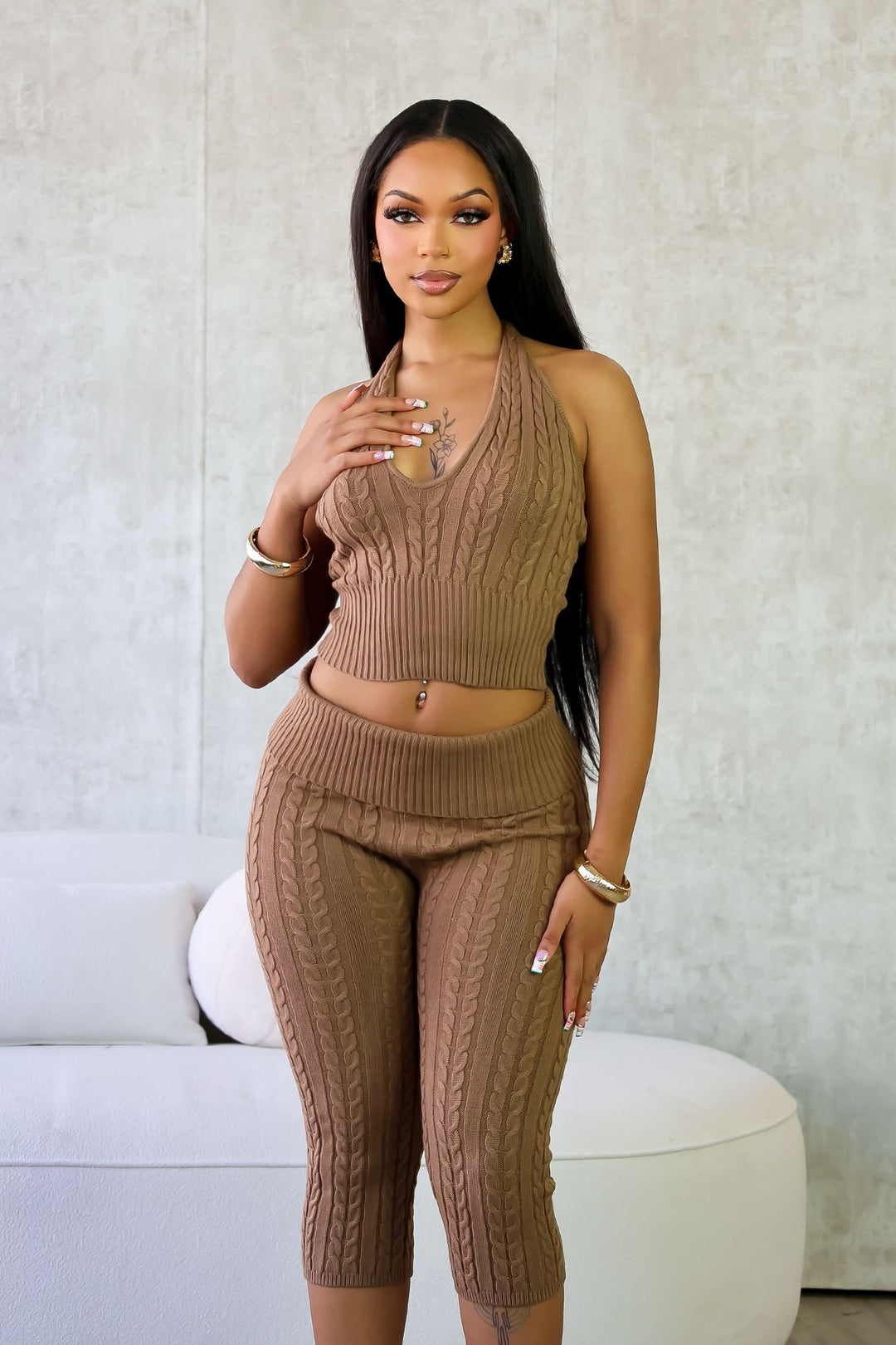 Calm Touch Knit Top &amp; Capri SET