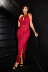 Aria Beaded Cowl Neck Maxi Dress