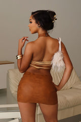 Saddle Up PU Halter Mini Dress