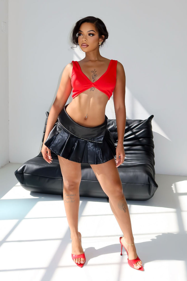 Pleated Charm Mini Skirt
