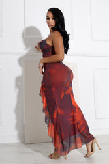 Pomela Mesh Bustier Tank Maxi Dress