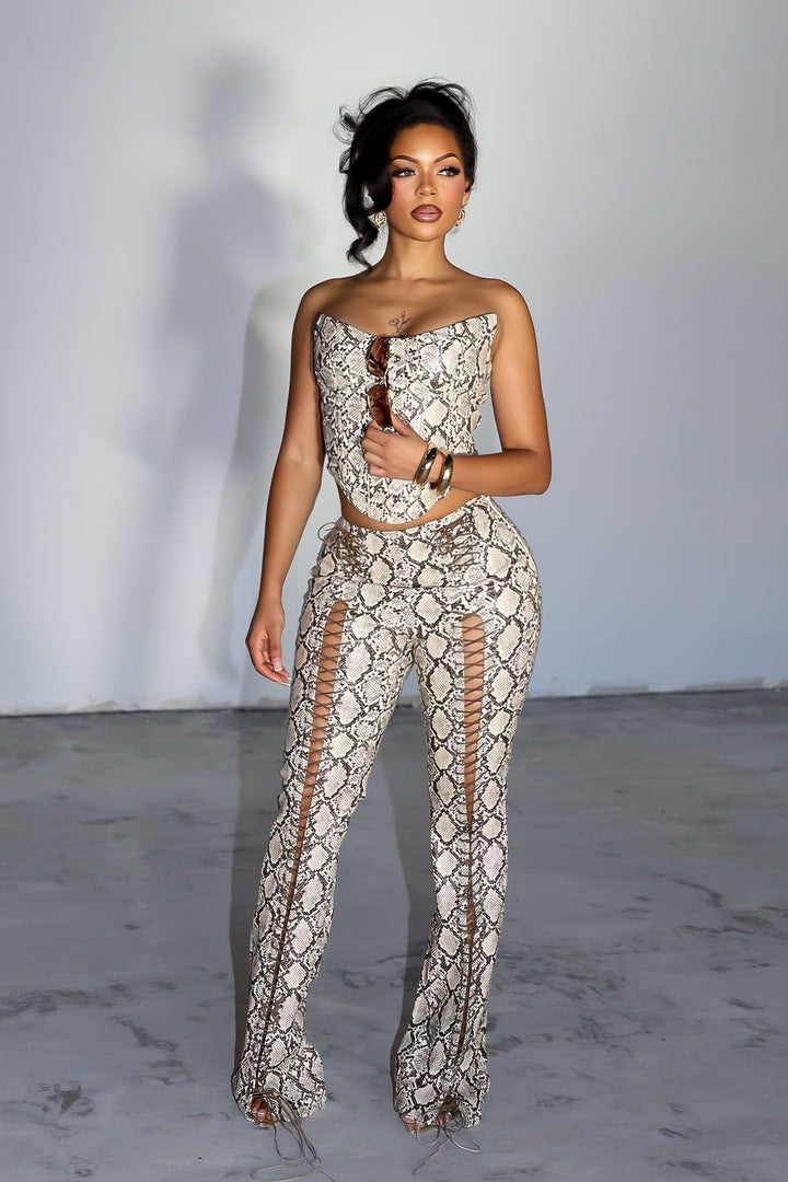 Santa Fe PU Corset Top &amp; Pants SET