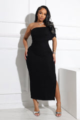 Emmalyn Mesh Lace Asymmetrical Midi Dress