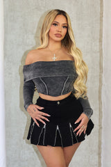 Lani Mineral Washed Corset Off Shoulder Top