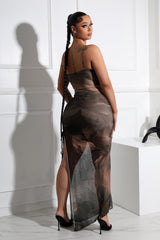 Juanita Mesh Printed Tank Maxi Dress