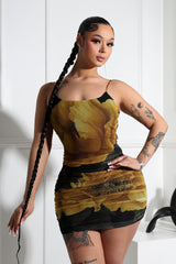 Luciana Mesh Floral Print Mini Dress