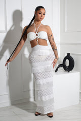 Mariah Halter Corset Fringe Maxi Dress