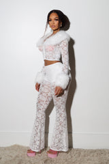 Frostbite Lace Fur Trim Top &amp; Pants SET