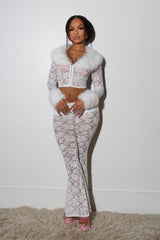Frostbite Lace Fur Trim Top &amp; Pants SET