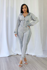 Margaret Mineral Washed Zipper Jumpsuit