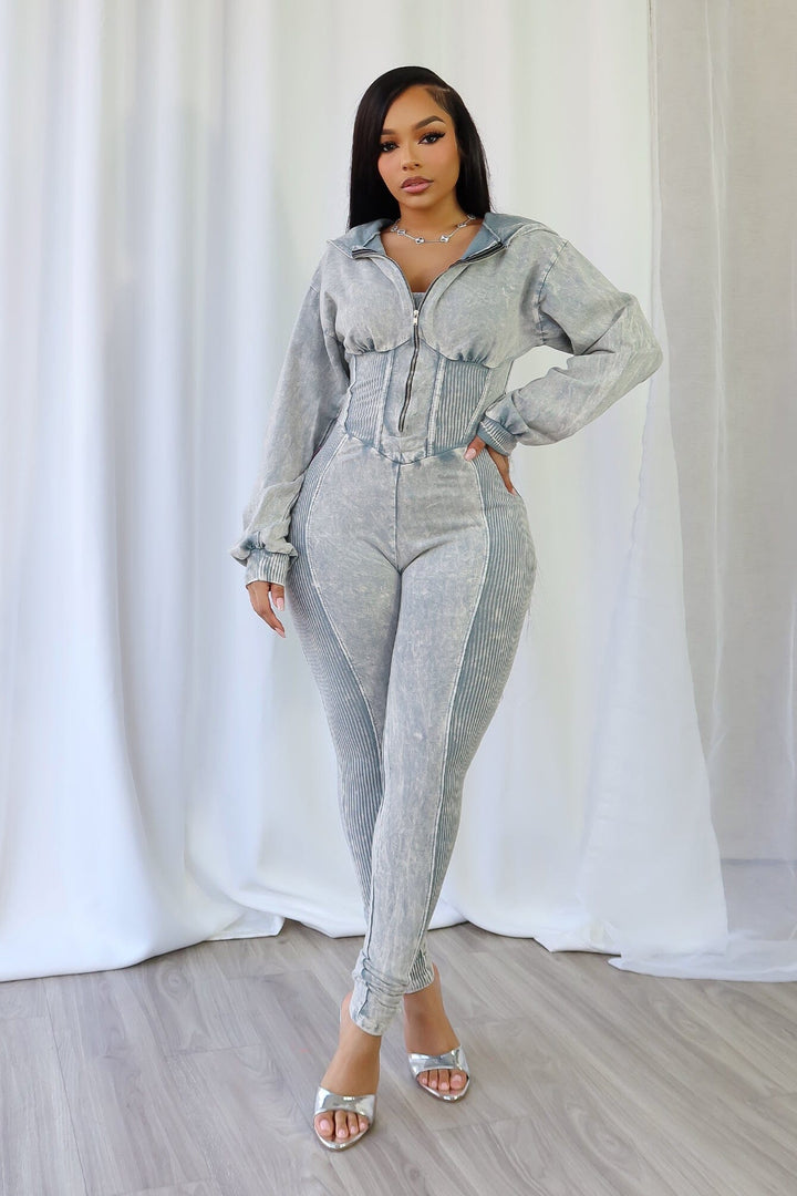 Margaret Mineral Washed Zipper Jumpsuit