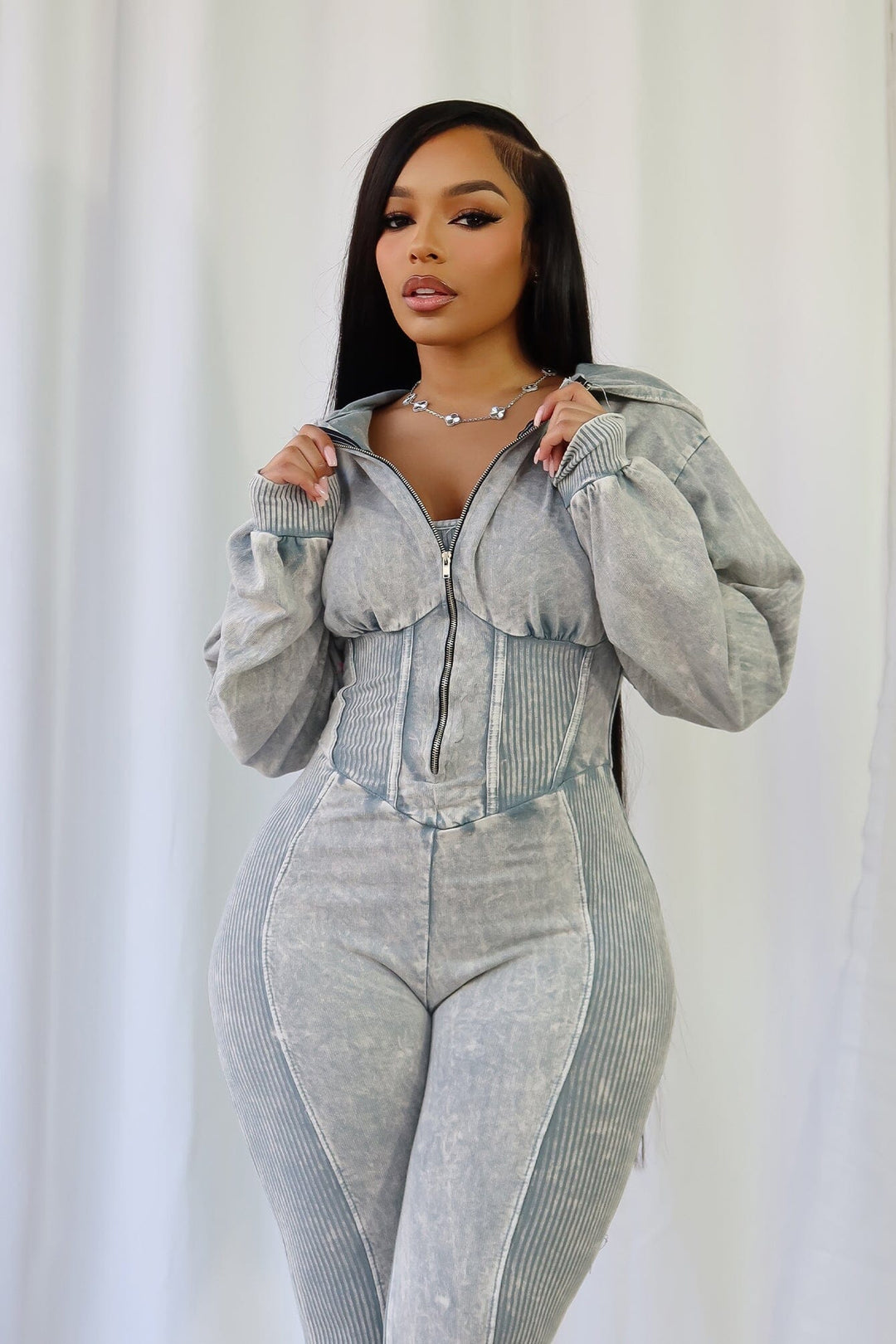 Margaret Mineral Washed Zipper Jumpsuit