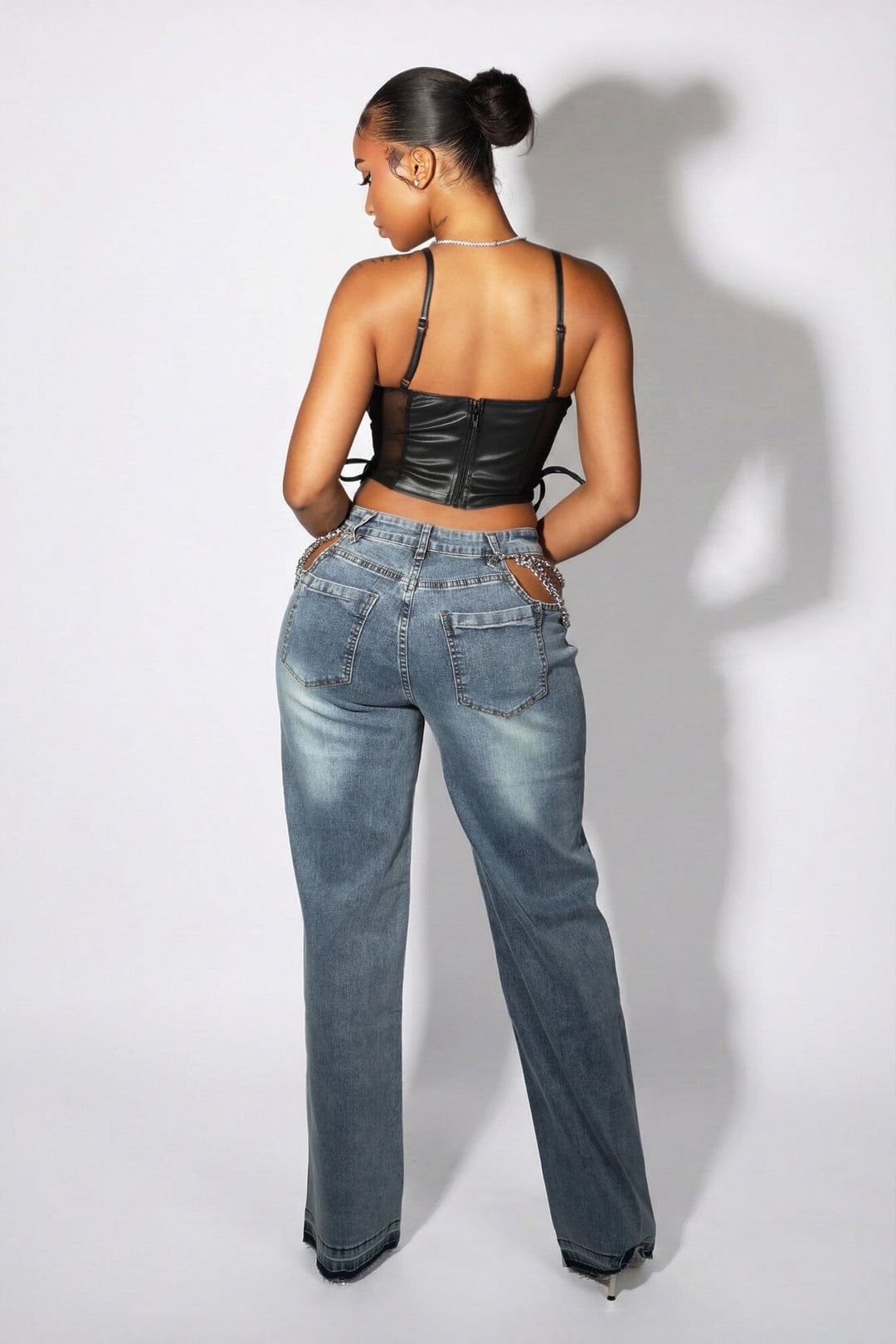 Tuesday Twist Baggy Denim Jeans With Chain