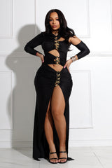 Montana Nylon Metal Chain Maxi Dress