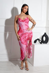 Vonesse Mesh Floral Slit Tank Midi Dress
