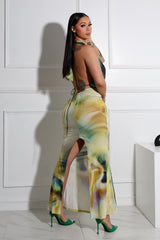 Urania Cowl Halter Neck Bodycon Maxi Dress