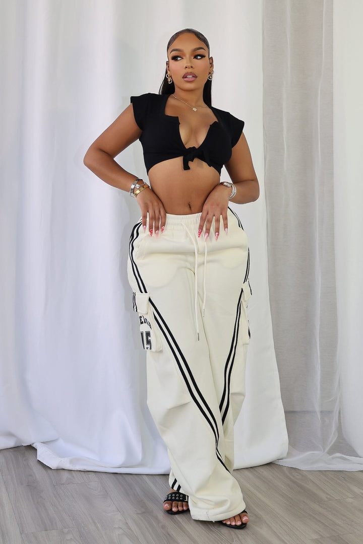 Karina Ribbed Tie Crop Top