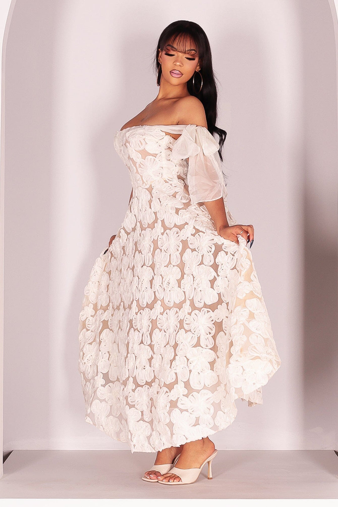 Elysia Floral Sheer Midi Dress