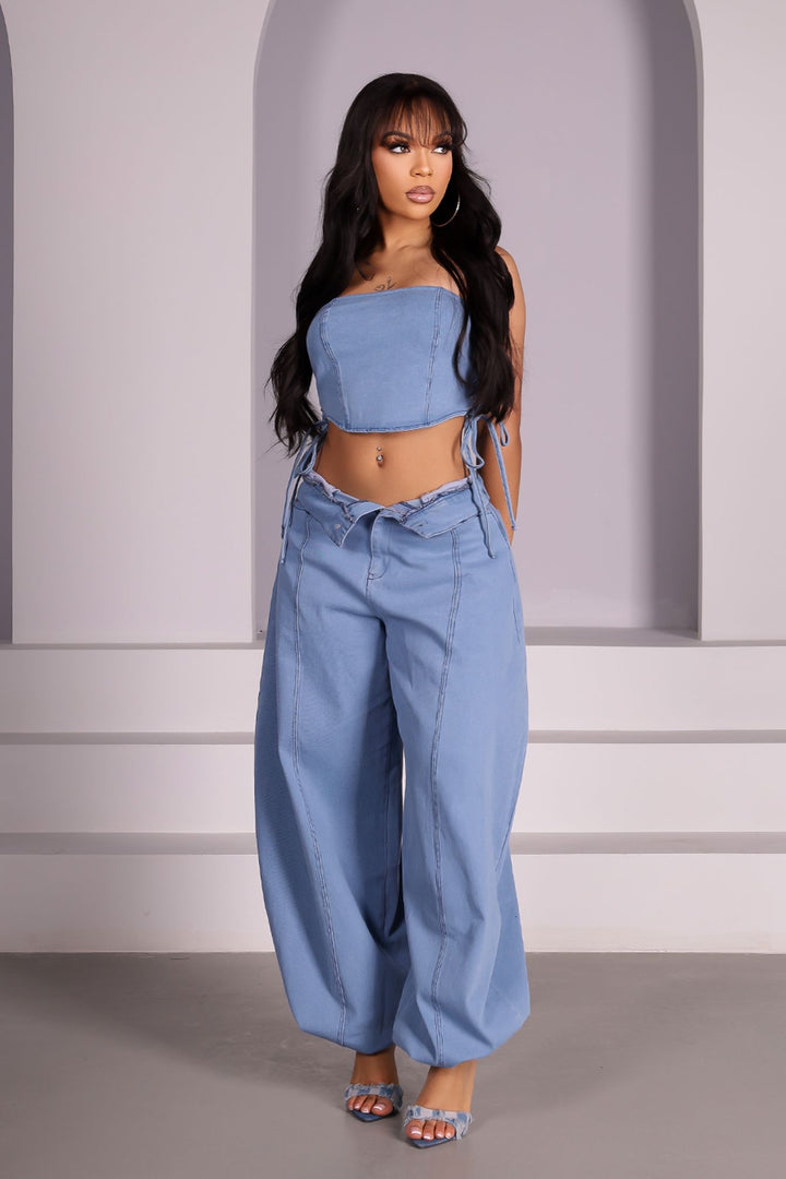 Breakline Denim Top &amp; Jogger SET