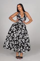 Sersei Lace Up Floral Midi Dress