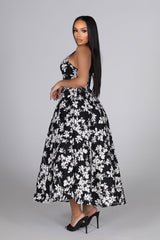 Sersei Lace Up Floral Midi Dress