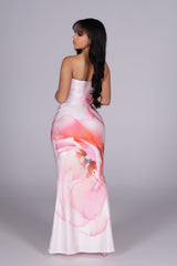 Blush Bloom Strapless Maxi Dress